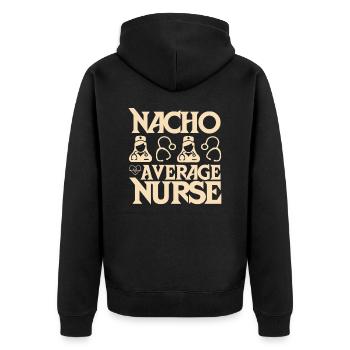 Nacho Average Nurse - Unisex Premium Organic Zip Hoodie - black - Back - Nico (187cm)