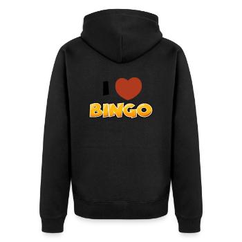 Tenue de jeu de bingo J’adore Bingo - Veste à capuche bio Premium Unisexe - noir - Dos - Nico (187cm)