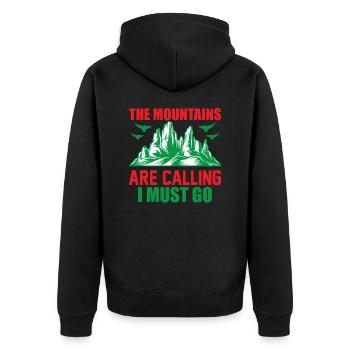 Camping Camper Natur lustiger Spruch - Unisex Premium Bio Zip Hoodie - Schwarz - Hinten - Nico (187cm)