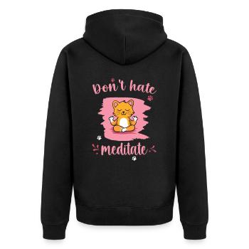 Cat Meditation Relaxation Kittens Cats Yoga - Unisex Premium Organic Zip Hoodie - black - Back - Nico (187cm)