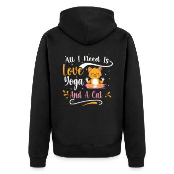 Yoga Cat Meditation Relaxation Kitten Cats - Unisex Premium Organic Zip Hoodie - black - Back - Nico (187cm)