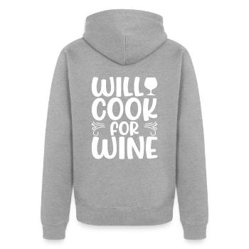 Nous cuisinons pour le vin - Veste à capuche bio Premium Unisexe - gris chiné - Dos - Nico (187cm)