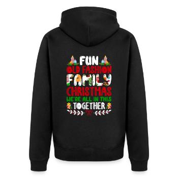 Altmodische Familienweihnacht Ugly Christmas - Unisex Premium Bio Zip Hoodie - Schwarz - Hinten - Nico (187cm)