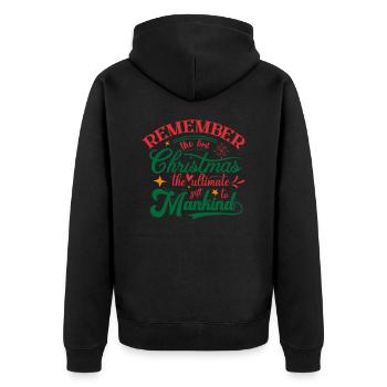 Remember the first Christmas Ugly Christmas - Unisex Premium Bio Zip Hoodie - Schwarz - Hinten - Nico (187cm)
