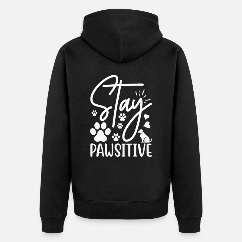 Restez pawsitive - Veste à capuche bio Premium Unisexe - noir