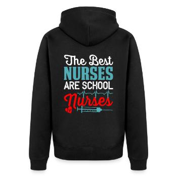 Besten Krankenschwestern Schulkrankenschwestern - Unisex Premium Bio Zip Hoodie - Schwarz - Hinten - Nico (187cm)