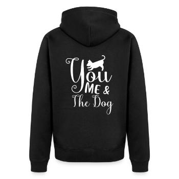 Du ich und der Hund - Unisex Premium Bio Zip Hoodie - Schwarz - Hinten - Nico (187cm)
