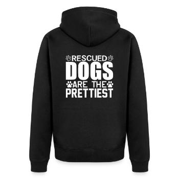 Rescued dogs are the prettiest - Unisex Premium Organic Zip Hoodie - black - Back - Nico (187cm)