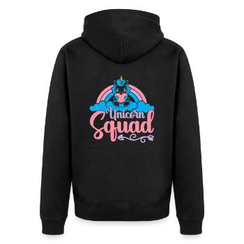 Einhorn Squad Unicorn - Unisex Premium Bio Zip Hoodie - Schwarz - Hinten - Nico (187cm)
