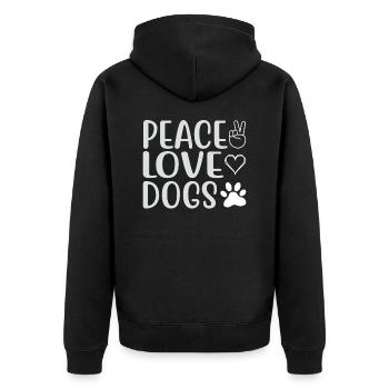 Frieden Liebe Hunde - Unisex Premium Bio Zip Hoodie - Schwarz - Hinten - Nico (187cm)