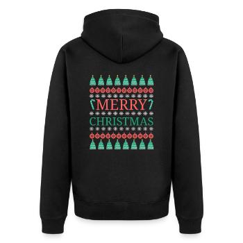 Hässliche Frohe Weihnachten Norweger Muster - Unisex Premium Bio Zip Hoodie - Schwarz - Hinten - Nico (187cm)