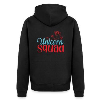 Einhorn Squad Unicorn - Unisex Premium Bio Zip Hoodie - Schwarz - Hinten - Nico (187cm)