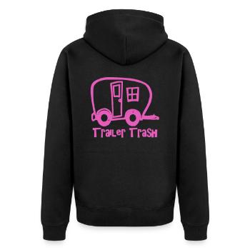 Trailer Trash Wandershirt - Unisex Premium Bio Zip Hoodie - Schwarz - Hinten - Nico (187cm)