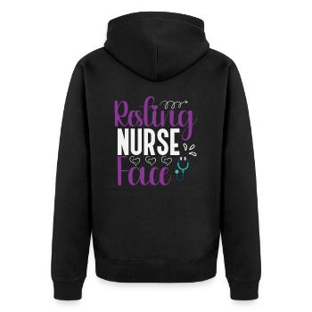 Resting Nurse Face - Unisex Premium Bio Zip Hoodie - Schwarz - Hinten - Nico (187cm)