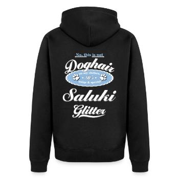 Hundeglitzer Saluki - Unisex Premium Bio Zip Hoodie - Schwarz - Hinten - Nico (187cm)