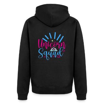 Einhorn Squad Unicorn - Unisex Premium Bio Zip Hoodie - Schwarz - Hinten - Nico (187cm)