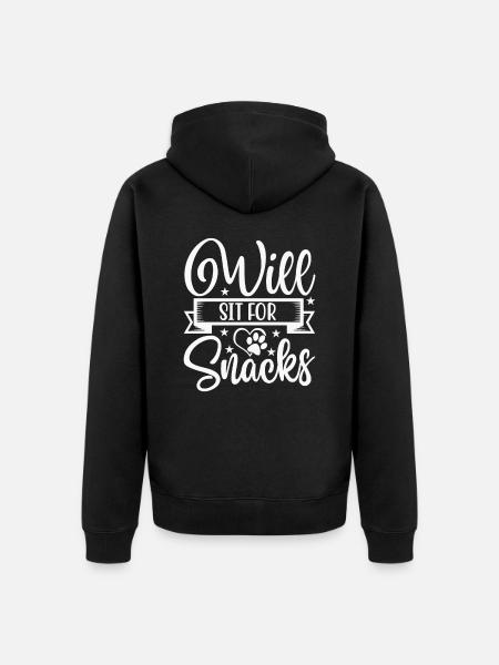Sits for treats - Unisex Premium Organic Zip Hoodie - black