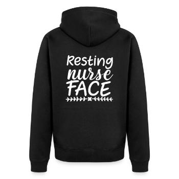 Resting Nurse Face - Unisex Premium Organic Zip Hoodie - black - Back - Nico (187cm)