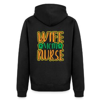 NURSE Nurse - Unisex Premium Organic Zip Hoodie - black - Back - Nico (187cm)