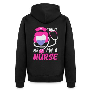 Trust me, I'm a nurse - Unisex Premium Organic Zip Hoodie - black - Back - Nico (187cm)