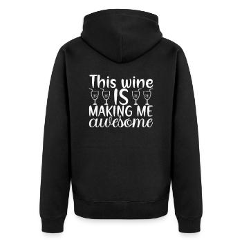 This wine makes me great - Unisex Premium Organic Zip Hoodie - black - Back - Nico (187cm)