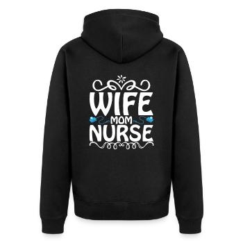 Femme Maman Infirmière - Veste à capuche bio Premium Unisexe - noir - Dos - Nico (187cm)