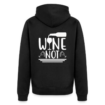 Wein nicht - Unisex Premium Bio Zip Hoodie - Schwarz - Hinten - Nico (187cm)