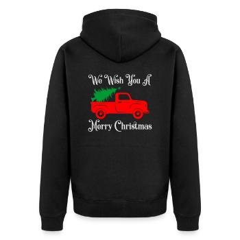 We wish you a Merry Christmas season - Unisex Premium Organic Zip Hoodie - black - Back - Nico (187cm)