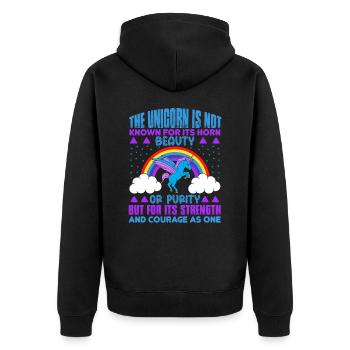 Einhorn The unicorn is not known for beauty - Unisex Premium Bio Zip Hoodie - Schwarz - Hinten - Nico (187cm)