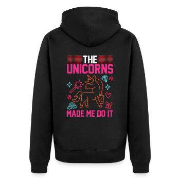 Einhorn Unicorn made me do it - Unisex Premium Bio Zip Hoodie - Schwarz - Hinten - Nico (187cm)