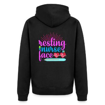 NURSE Nurse - Unisex Premium Organic Zip Hoodie - black - Back - Nico (187cm)