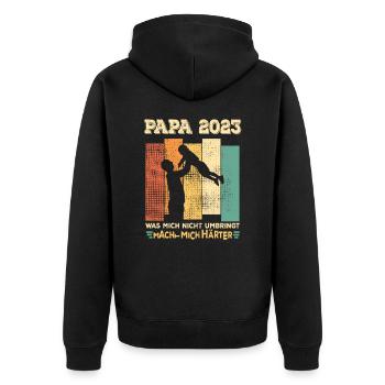 PAPA 2023 - Geburt Vater werden Dad Vaterschaft - Unisex Premium Bio Zip Hoodie - Schwarz - Hinten - Nico (187cm)