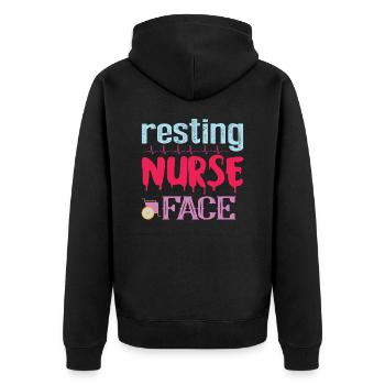 KRANKENSCHWESTER Resting nurse face - Unisex Premium Bio Zip Hoodie - Schwarz - Hinten - Nico (187cm)
