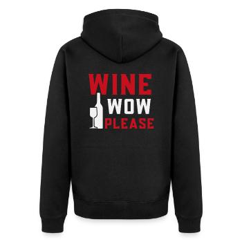 Wein jetzt bitte - Unisex Premium Bio Zip Hoodie - Schwarz - Hinten - Nico (187cm)