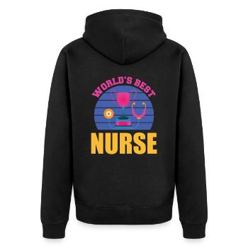 NURSE Nurse - Unisex Premium Organic Zip Hoodie - black - Back - Nico (187cm)