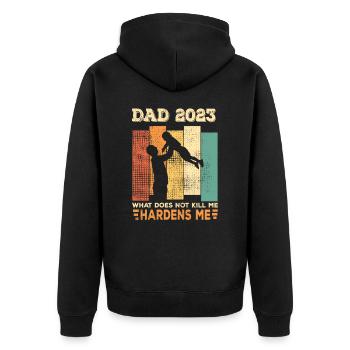 Dad 2023 - funny saying for expectant fathers - Unisex Premium Bio Zip Hoodie - Schwarz - Hinten - Nico (187cm)