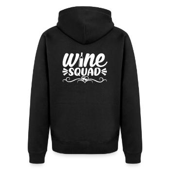 Wein-Truppe - Unisex Premium Bio Zip Hoodie - Schwarz - Hinten - Nico (187cm)