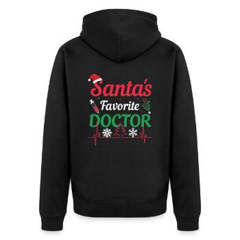 Der Arzt des Weihnachtsmannes Ugly Christmas - Unisex Premium Bio Zip Hoodie - Schwarz - Hinten - Nico (187cm)