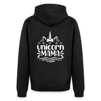 Einhorn Mama Unicorn - Unisex Premium Bio Zip Hoodie - Schwarz - Hinten - Nico (187cm)