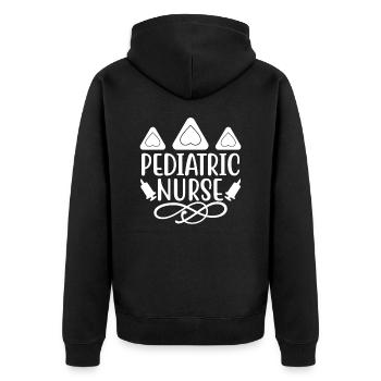 Kinderkrankenschwester - Unisex Premium Bio Zip Hoodie - Schwarz - Hinten - Nico (187cm)