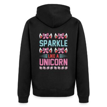 Glitzern wie ein Einhorn Unicorn - Unisex Premium Bio Zip Hoodie - Schwarz - Hinten - Nico (187cm)