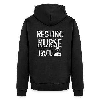 Resting Nurse Face - Unisex Premium Bio Zip Hoodie - Schwarz - Hinten - Nico (187cm)