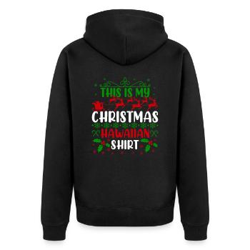 Hässliches Weihnachts-Hawaiihemd Ugly Christmas - Unisex Premium Bio Zip Hoodie - Schwarz - Hinten - Nico (187cm)