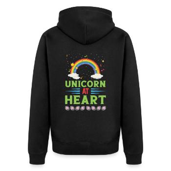 Licorne Einhorn au cœur - Veste à capuche bio Premium Unisexe - noir - Dos - Nico (187cm)