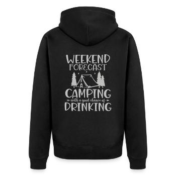 Wandern Wanderer Zelten lustiger Spruch - Unisex Premium Bio Zip Hoodie - Schwarz - Hinten - Nico (187cm)
