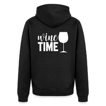 Wine Time - Unisex Premium Organic Zip Hoodie - black - Back - Nico (187cm)