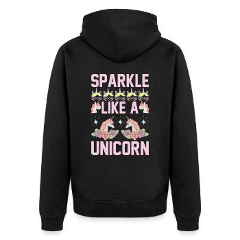 Glitzern wie ein Einhorn Unicorn - Unisex Premium Bio Zip Hoodie - Schwarz - Hinten - Nico (187cm)