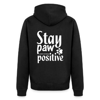 Stay positive paw - Unisex Premium Organic Zip Hoodie - black - Back - Nico (187cm)