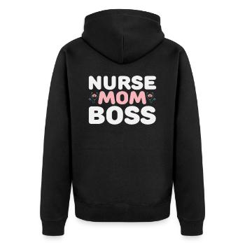Nurse Mom Boss - Unisex Premium Organic Zip Hoodie - black - Back - Nico (187cm)