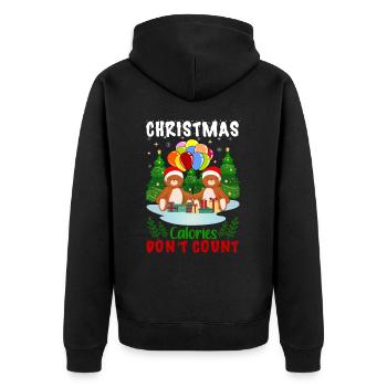 Hässliche Weihnachten Kalorien Norweger Muster - Unisex Premium Bio Zip Hoodie - Schwarz - Hinten - Nico (187cm)